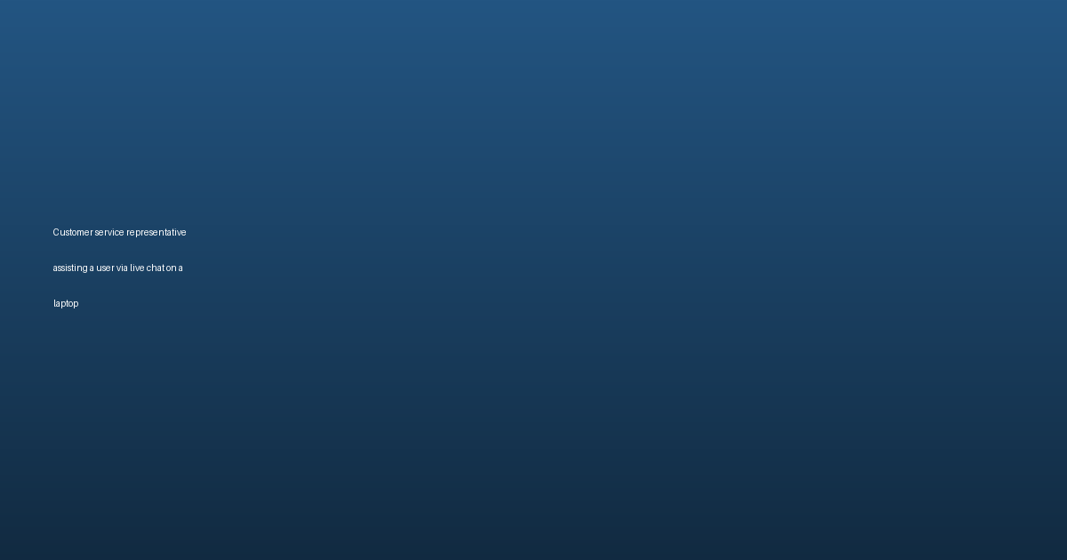 Customer service representative assisting a user via live chat on a laptop