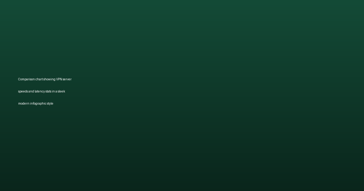 Comparison chart showing VPN server speeds and latency stats in a sleek modern infographic style